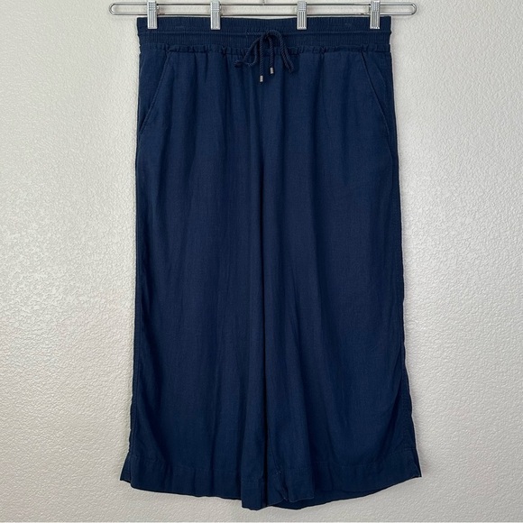 Time and Tru Pants - Time and Tru Linen Blend Navy Blue Wide Leg Pull On Pants, Sz Large